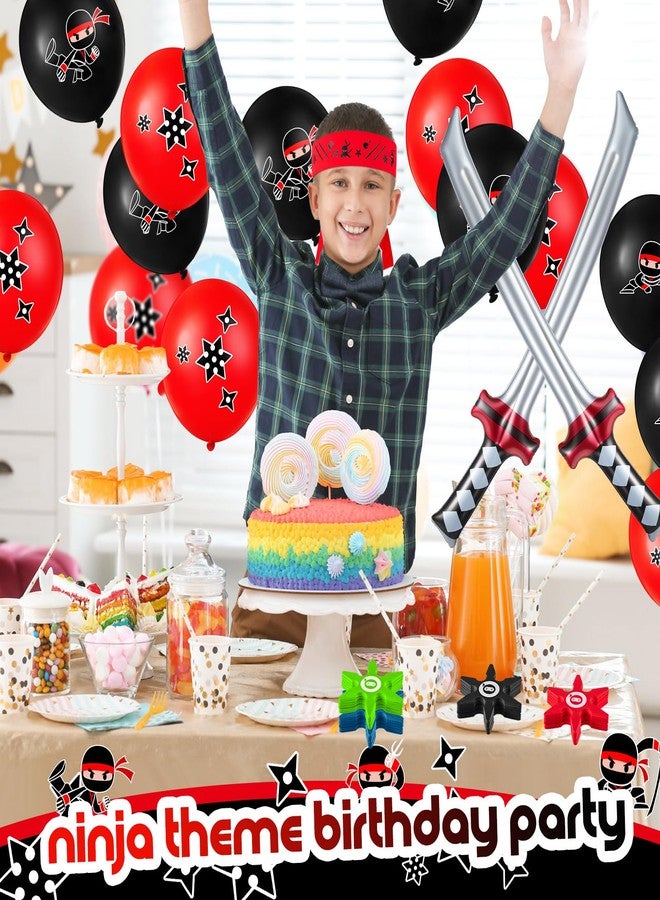 Deekin 48 Pcs Ninja Karate Party Favors Include Inflatable Sword Throwing Foam Star Toys Karate Headband for Ninja Theme Party Decoration Supplies Goodie Bag Filler Gift Costume Accessories - Image 5